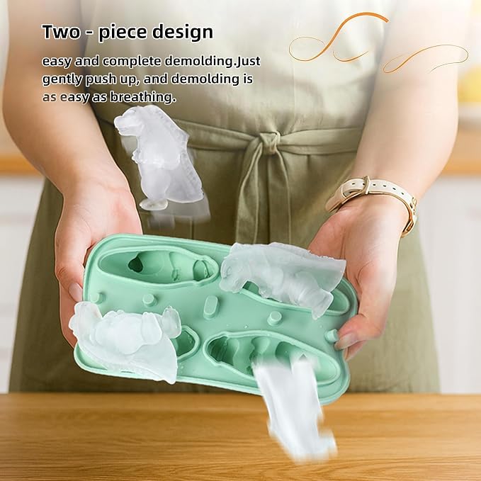7.48inch Newly Upgraded 4-grid 3D Dinosaur Ice Tray and Covered Silicone Ice - Image 5
