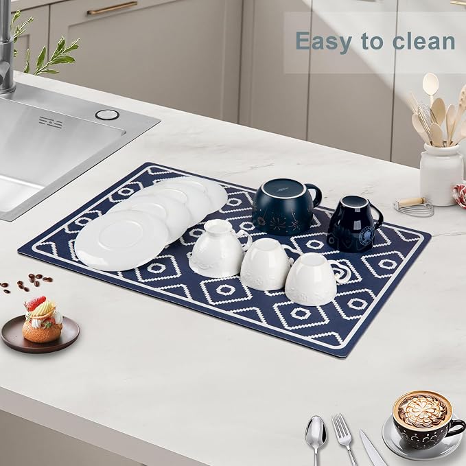SUEH DESIGN Dish Drying Mat, Absorbent Coffee Mat 23.6 x 15.7 in Quick Dry - Image 4