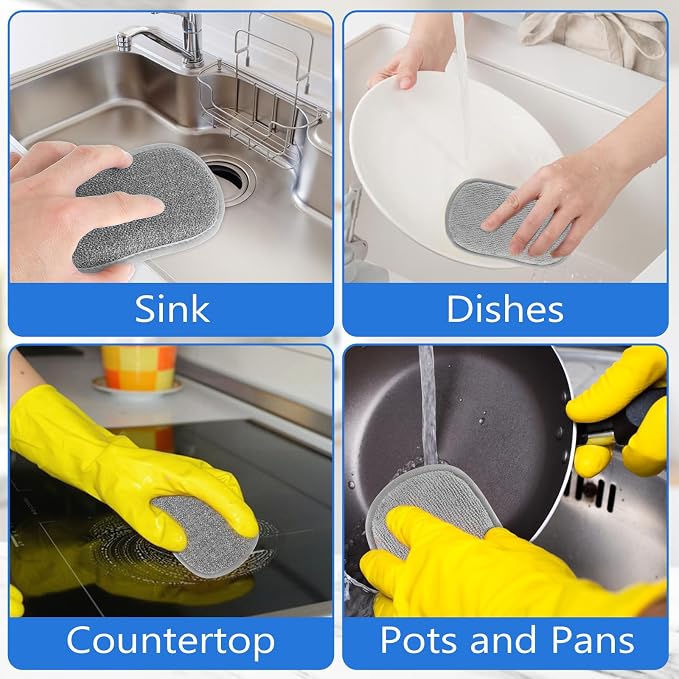 6 Pack Dual-Sided Sponges Kitchen, Non Scratch Microfiber Dish Sponge All - Image 6