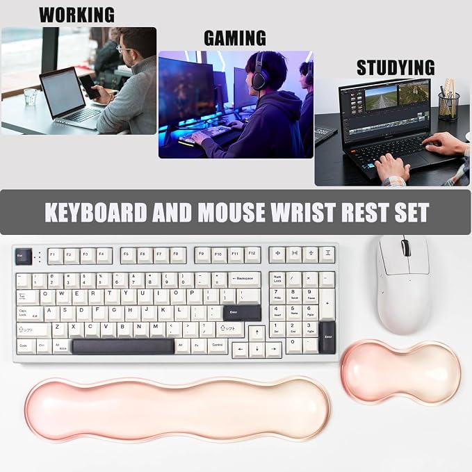 Gel Keyboard and Mouse Wrist Rest Set – Clear Orange Wrist Rest - Image 2