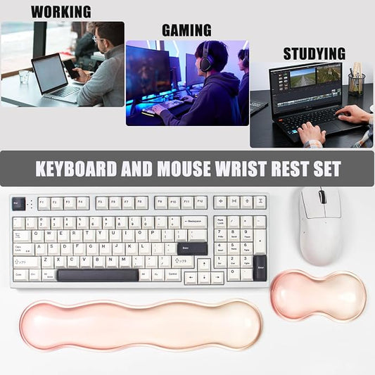 Gel Keyboard and Mouse Wrist Rest Set – Clear Orange Wrist Rest - Image 2