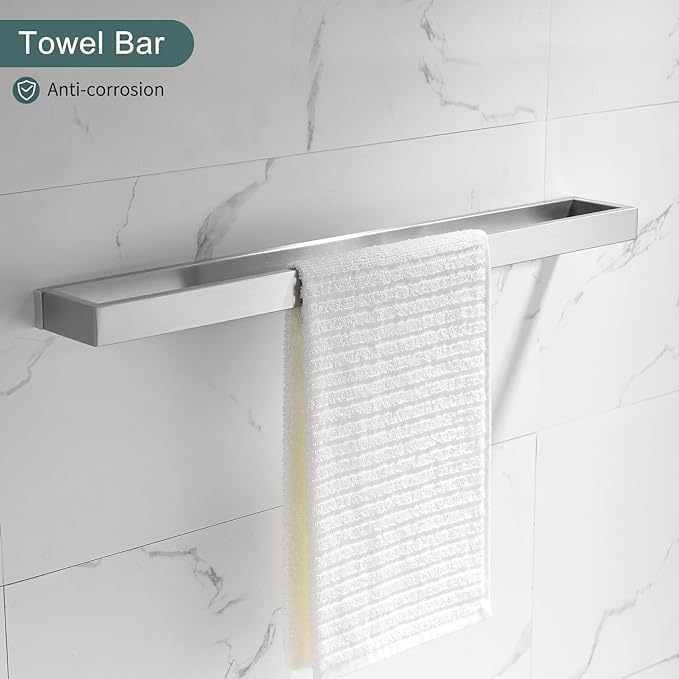 TNOMS Brushed Bathroom Hardware Accessories Set 4 Pieces Brushed Nickel Towel - Image 2