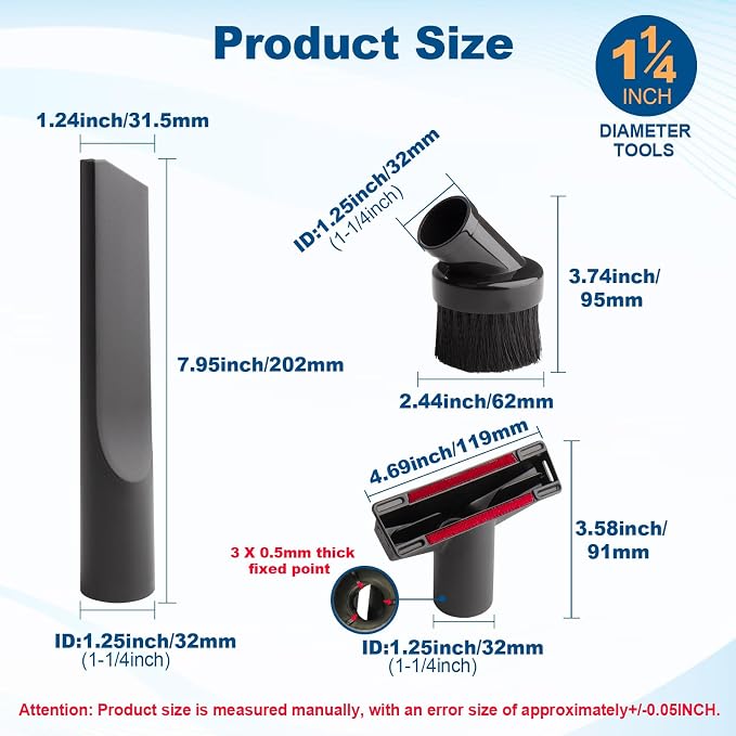 for Shop Vac Attachments Replacement 9064333, 1-1/4 Inch Diameter - Image 3