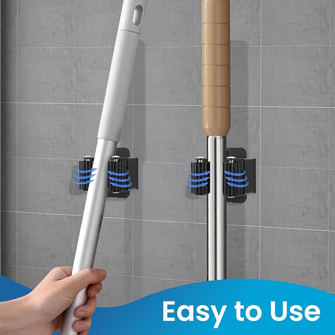 Broom Holder Wall Mount, Stainless Steel Heavy Duty Mop Holder Broom Mop Hanger - Image 4