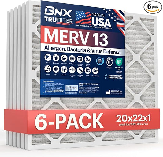 BNX TruFilter 20x22x1 Air Filter MERV 13 by BNX
