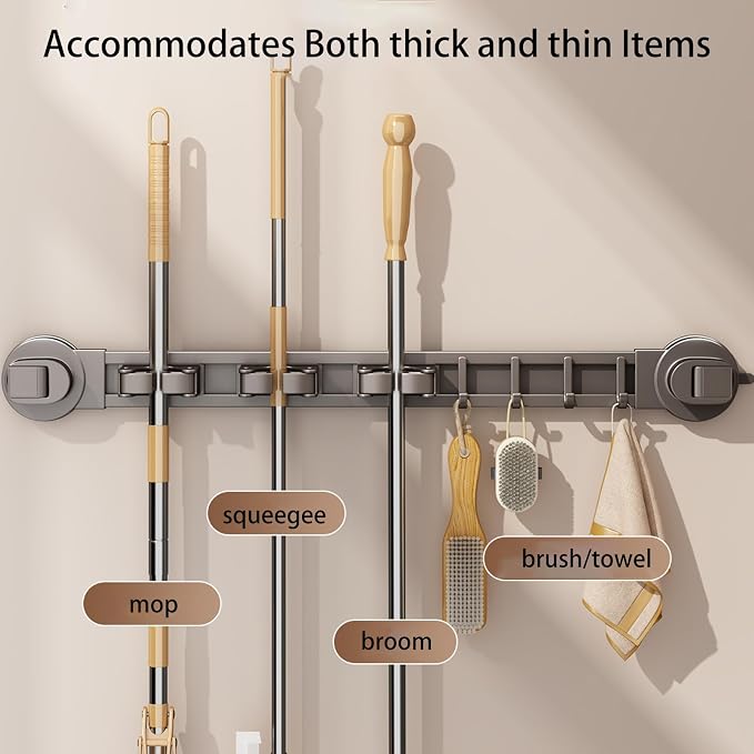 Wall-mounted Mop Holder for Bathrooms, Storage Rack Suitable for Bathrooms - Image 6