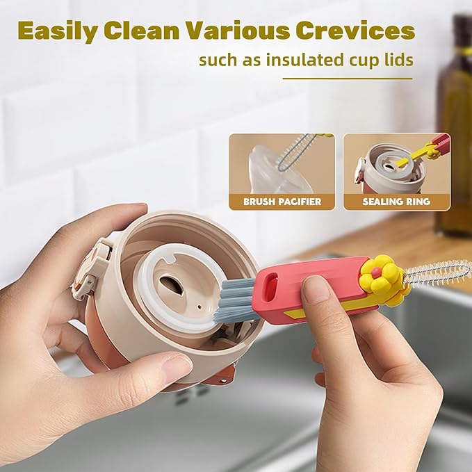 3 in 1 Cup Lid Cleaning Brush, 3 in 1 Multifunctional Cleaning Brush Portable - Image 7