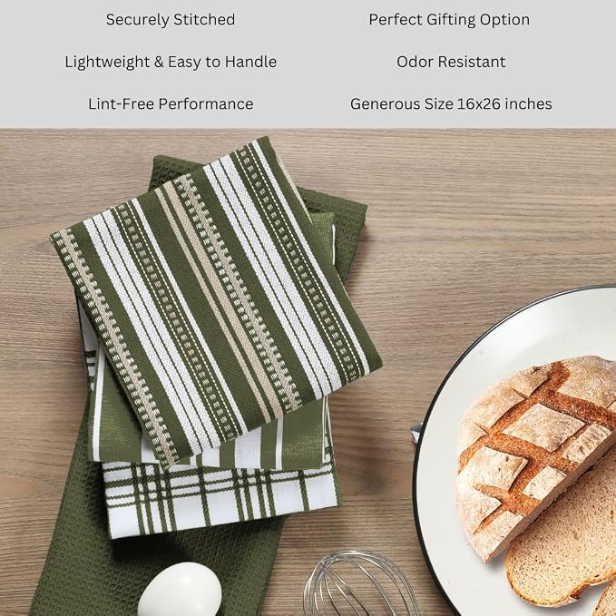 Assorted Kitchen Towels 16x26 Inch 100% Cotton Set of 5 - Image 7