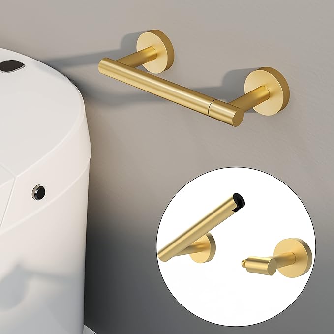 Gold Toilet Paper Holder SUS304 Stainless Steel Double Post Pivoting Toilet - Image 2
