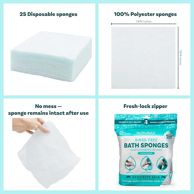Scrubzz Disposable No Rinse Bathing Wipes - Image 2
