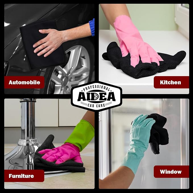 AIDEA Microfiber Cleaning Cloth Black 5PK, Microfiber Towels - Image 5