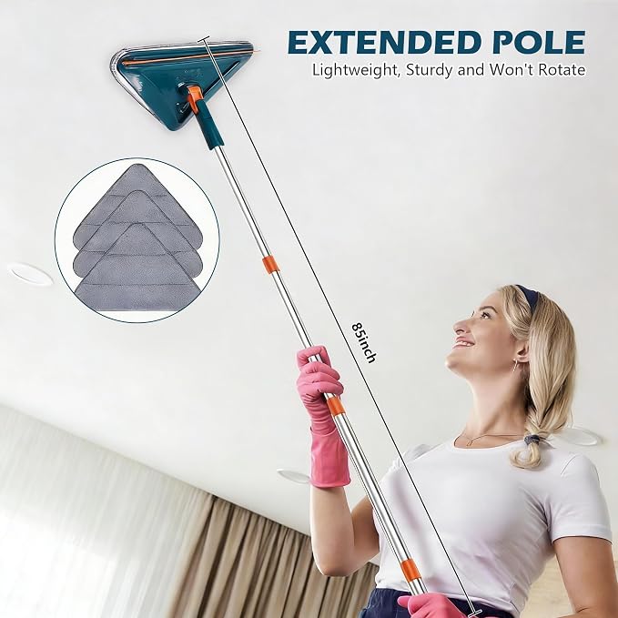 Wall Cleaner Mop with Long Handle, 360° Rotatable Wall Mop, 85“ Baseboard - Image 5