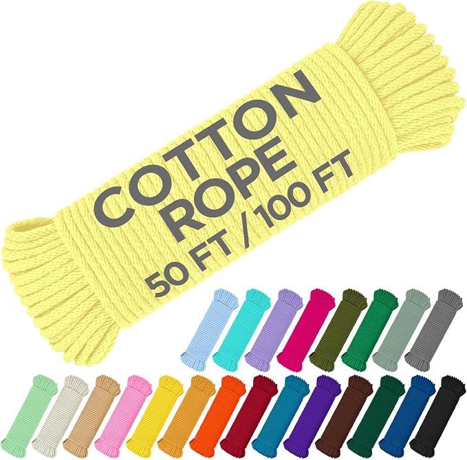 TECEUM Cotton Rope 3/16” – 50 FT – Strong All-Purpose Braided Rope – Natural by TECEUM
