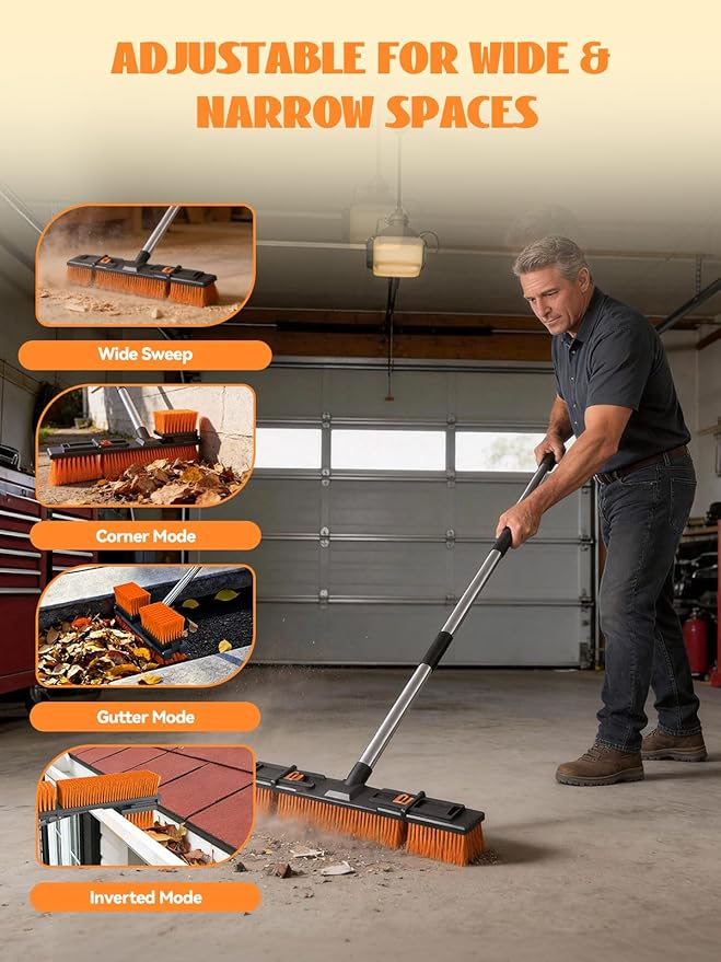 18.5"/47cm Adjustable Head Push Broom - Image 2