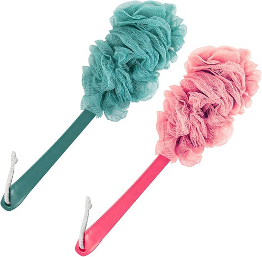 2Pack Back Scrubber for Shower, Loofah Sponge Brush Exfoliating Body, Long by Evmliy