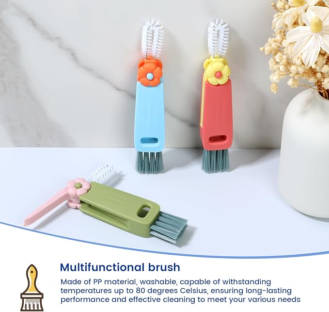 6 Pack 3 in 1 Cup Lid Cleaning Brush, 180° Rotatable Bottle Brush Gap Cleaner - Image 2