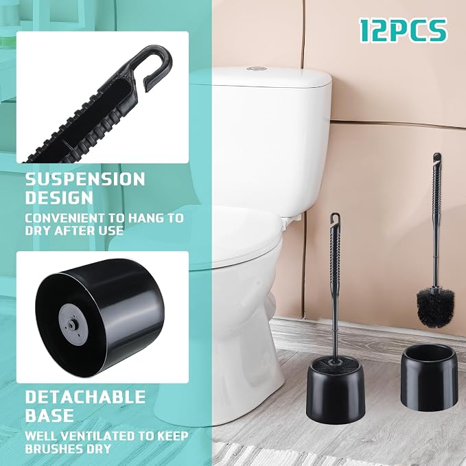 Roshtia 12 Sets Toilet Brush and Holder Set - Image 4