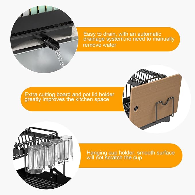 Extendable Dish Racks 16.3"-21.6" L x 16.7" W, Stainless Steel Dish Drying Rack - Image 8