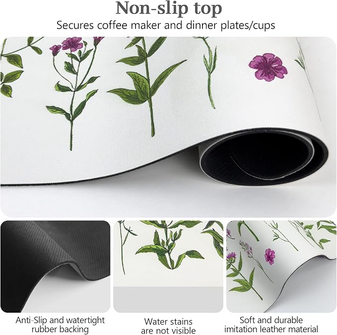 Bloss Dish Drying Mat, Spring Flower Printed Coffee Bar Mat, Kitchen Counter Mat - Image 6