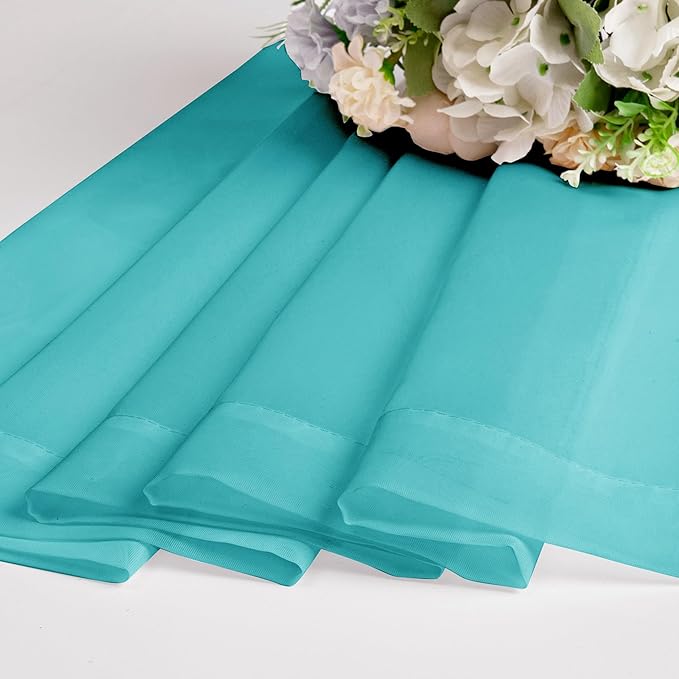 Chyhomenyc Turquoise Sheer Curtains 30 inch Length 2 Panels, Light Filtering - Image 4