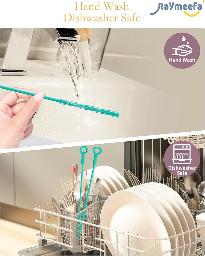 Extra Long Straw Cleaner Brush, Reusable and Soft Silicone Straw Cleaning Brush - Image 3