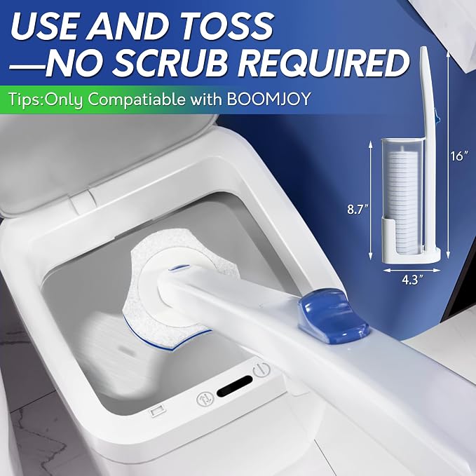 BOOMJOY Only Compatible BOOMJOY Disposable Toilet Brush, Replacement Heads - Image 6