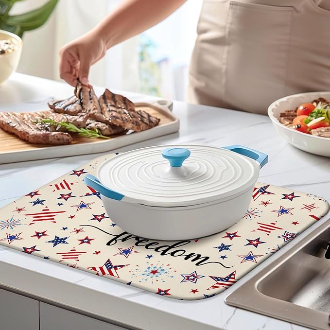 4th of July Dish Drying Mat for Kitchen Counter, Independence Day Stars - Image 4