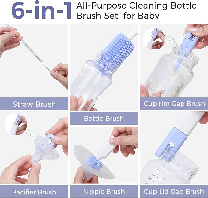 Baby Bottle Brush Set, 8 in 1 Magnetic Design Cleaner Bottle Brush Kit - Image 4