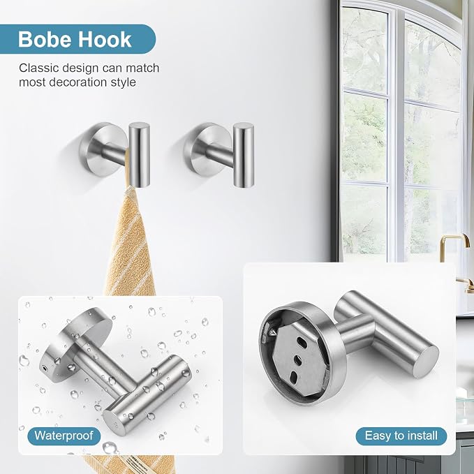TQKAG 8-Pieces Bathroom Hardware Set Brushed Nickel SUS304 Stainless Steel Bath - Image 3