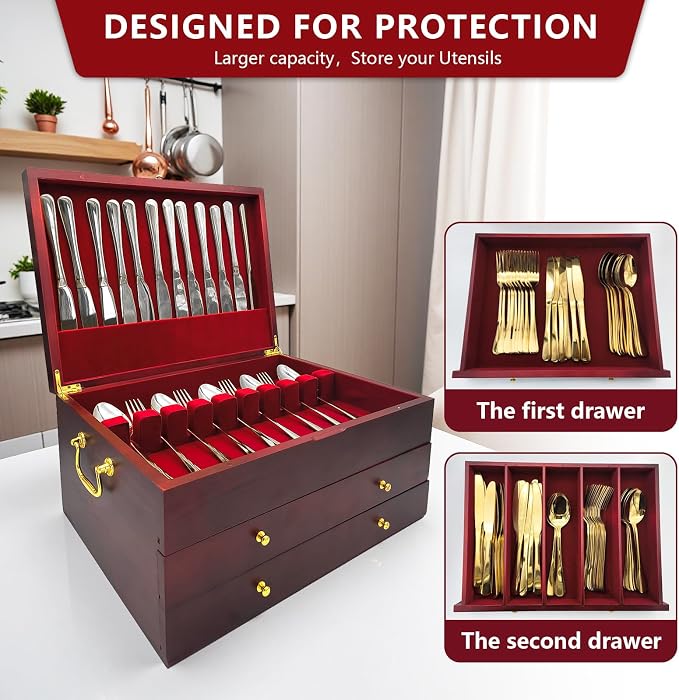 Silverware Storage Box, Kitchen Drawer Organizer, Drawer-containing flap-type - Image 3
