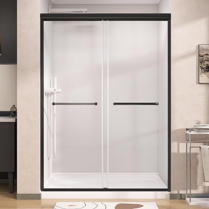 GETPRO Shower Door 44-48 in. W x 75 in. H Semi-Frameless Double Sliding Glass by GETPRODeluxeBathroomSolutionExpert