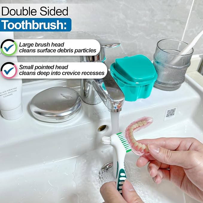 2 Pack Partial Denture Bath Case Retainer Cleaning Case Travel, Denture Storage - Image 4