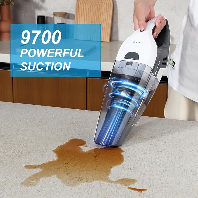 9700Pa Handheld Vacuum Cordless, 100W Portable Car Vacuum, Wet Dry Hand Held - Image 2