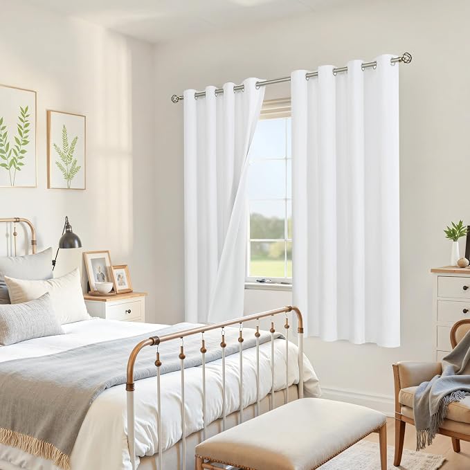 YoungsTex White Linen 100% Blackout Curtains - Image 4