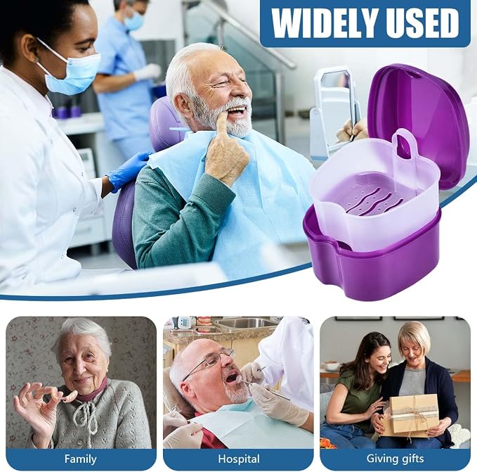 Purple Denture Bath Case Cup Box Holder Storage Container - Image 5