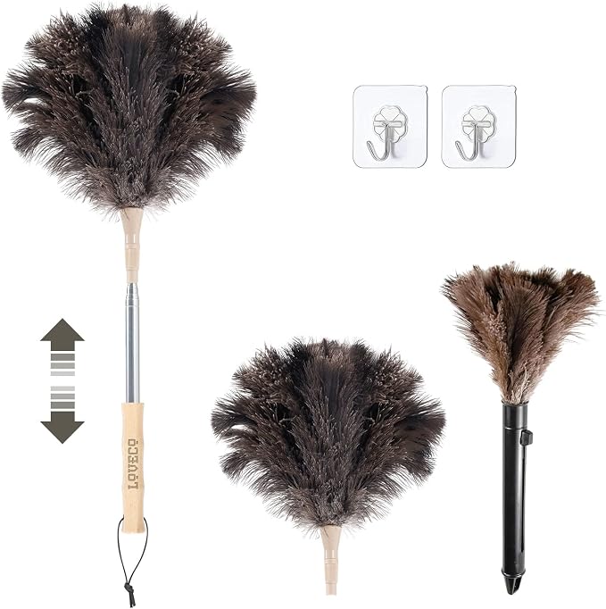 Ostrich Feather Dusters for Cleaning Kit by LOVECO