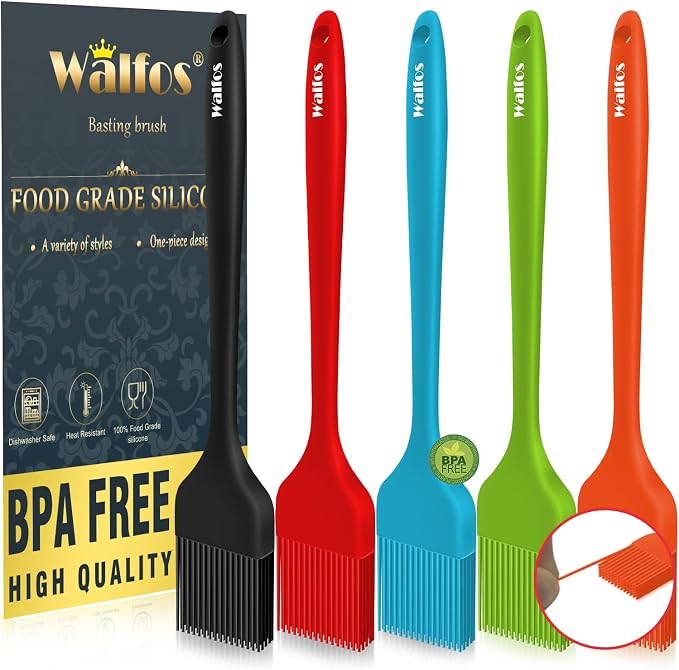 Walfos Silicone Pastry Brush, Heat Resistant Basting Brush Set, BBQ Grill by Walfos