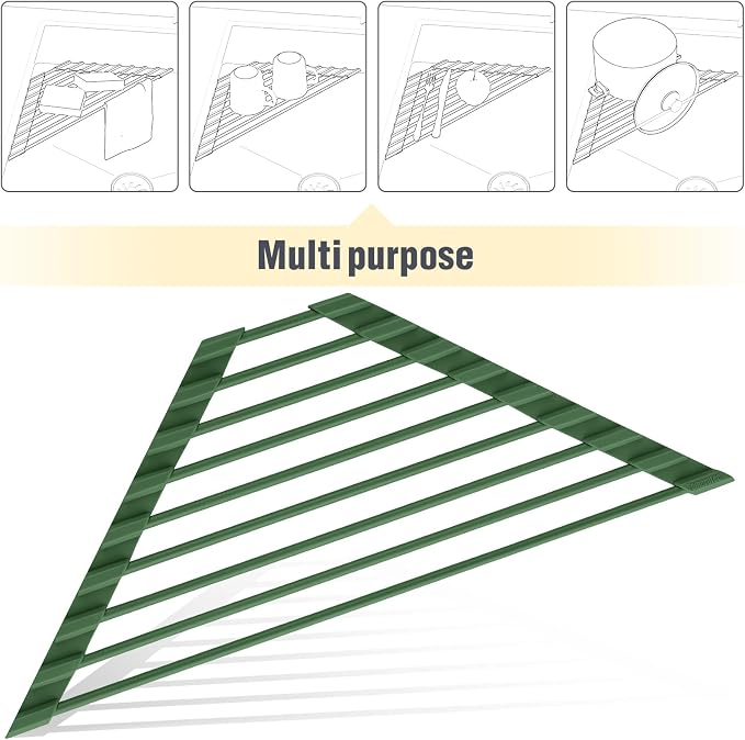 Tomorotec Compact Silicone-Coated Triangle Dish Drying Rack - Image 7