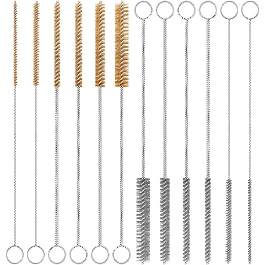 12-Pieces Brass Wire Brush Stainless Steel Wire Brush Set 12" Long Pipe by BRUSHFAMILY
