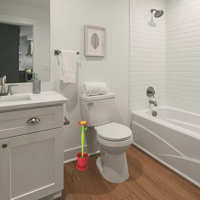 Vigar Flower Power Toilet Brush and Holder Set, Toilet Bowl Cleaner - Image 2