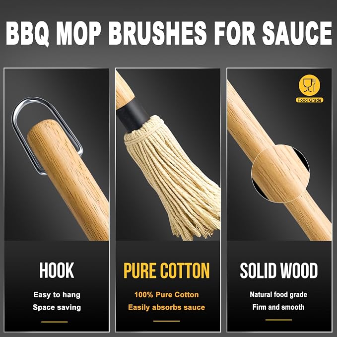 Walfos Basting Brush Silicone and BBQ Mop, Grill Basting Mop - Image 5