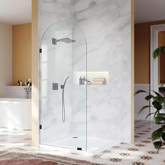 Bathroom Glass Shower Door Panel, 3/8" Thick Clear Tempered Glass Shower Screen by BathStellarMall