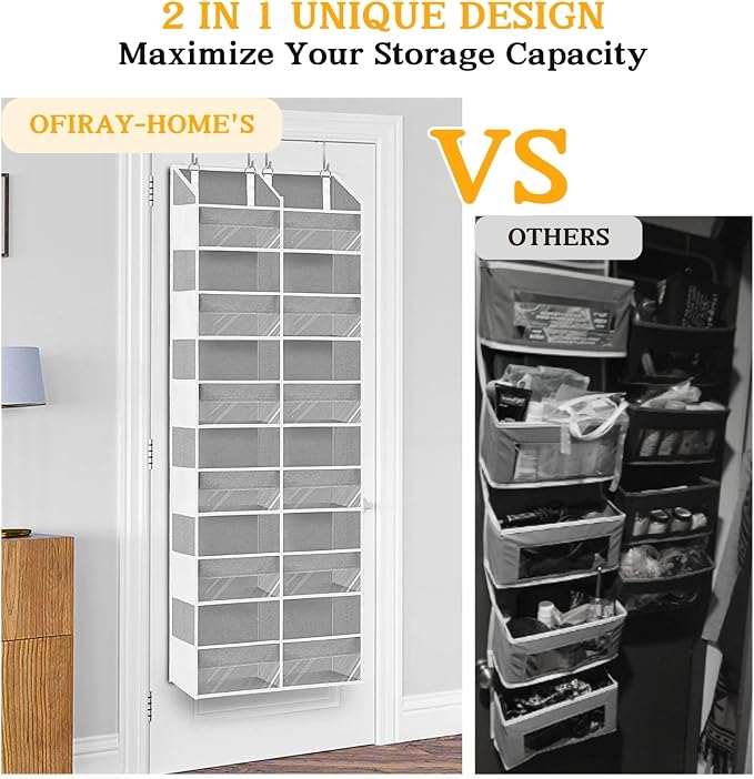 Over The Door Organizer 6 Tiers, Extra Large Behind Door Storage of 12 - Image 4