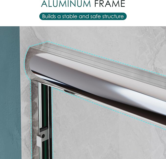 ELEGANT Double Sliding Shower Door 56-60" W x 72" H, Semi-Frameless Bypass - Image 9