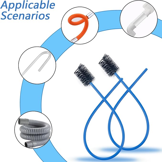 2 PCS Condensate Flexible Drain Brush, 15.7 in Nylon and PVC Drain Line - Image 6
