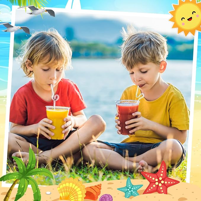 Yinkin 6 Pcs Wavy Glass Straw Reusable Curved Silly Glass Straws Shatter - Image 6