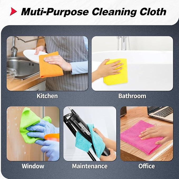 FIXSMITH Shop Towels, Microfiber Cleaning Cloth Bulk, 24 Pack Microfiber Towels - Image 5