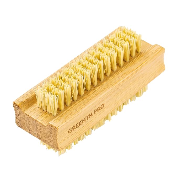 Bamboo Nail Brush，2PCS Two-side Firm Nature Wooden Sisal Scrub Brush - Image 6