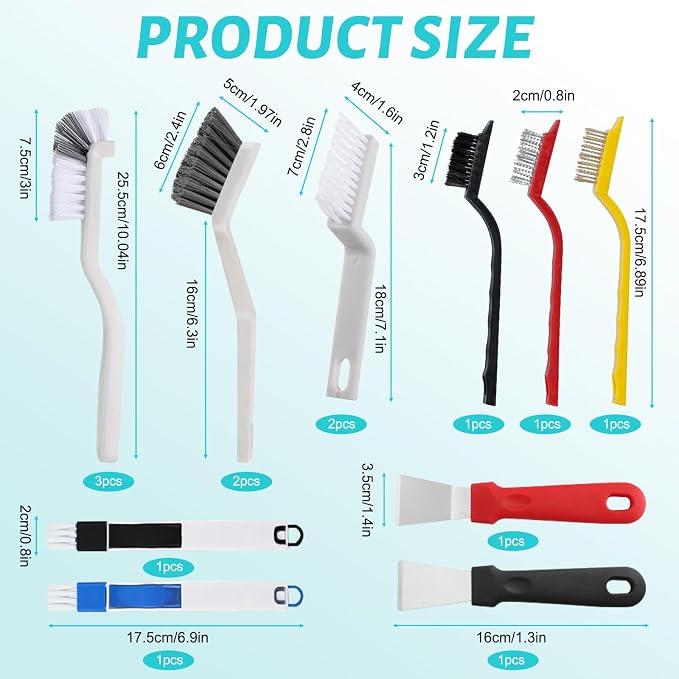 15-Piece Crevice Cleaning Brush Set – Narrow Gap, Grout Line & Window Track - Image 2