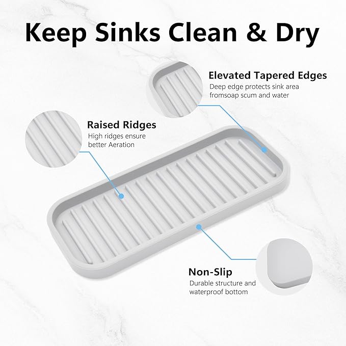 Silicone Sponge Holder Kitchen Sink Organizer Tray Dish Caddy Soap Dispenser - Image 5